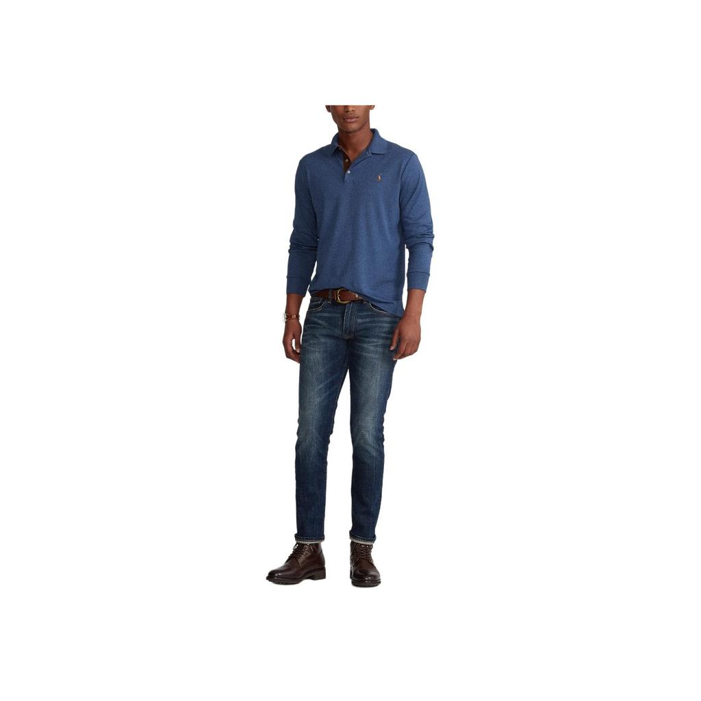 Polo Ralph Lauren PE24 Polo a Maniche Lunghe con Logo Pony Ricamato Uomo top Blu Navy MNPOKNI16820812-400