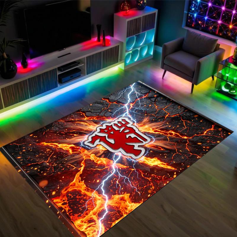 Manchester United Design Crystal Velvet Carpet Cozy Non?Slip Printed Rug For Bedroom Living Room Entrance
