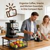 2 Tier Space Saving Kitchen Countertop Organizer with Drawer and Wire Basket with Sliding Storage Shelf