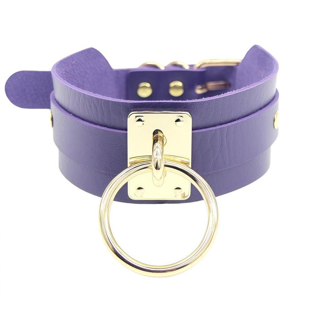 Harajuku Punk PU Leather O-Ring Choker Collar Necklace