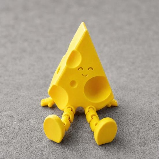 Yousheng Cheese Ornament, with Flexible-Jointed, 3D Printed Desktop Toy, Decompression Anthropomorphic Ornament