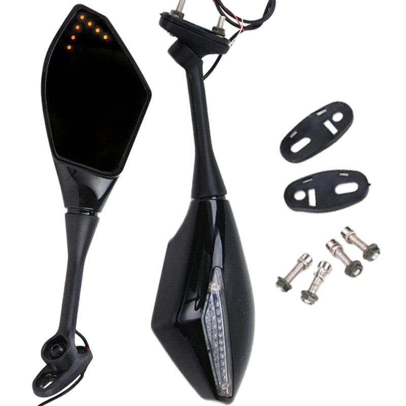 Motorcycle Rearview Mirrors with LED Turn Signals Light For Honda Cbr 600 Rr 2004-2010 Double Light Acrylic Glass Reverse Mirror