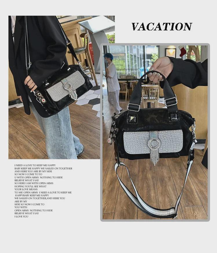 2025 Handtasche im Western-Stil mit Diamanten: Vielseitige Damen-Tragetasche, Schultertasche und Umhängetasche