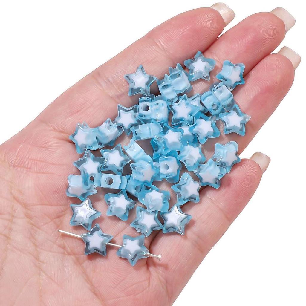 Håndlaget Armbånd Perler Akryl Tofargede Perler Pentagram Løse Perler Håndperlede Perler Halskjede Håndlaget DIY Perlehalskjede Smykketilbehør