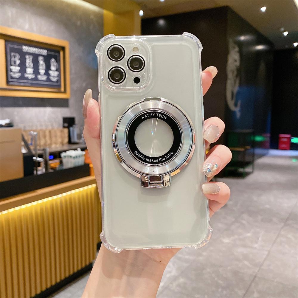 Magnetic Stand Transparent Plating Phone Case For iPhone 17 16 15 Pro Max 14 13 12 11 X XR XS 7 8 Plus SE Armour Protector Cover