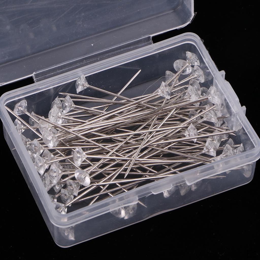 100 Diamante Crystal Pins For DIY Wedding Buttonholes Bouquet Florist Craft 6mm