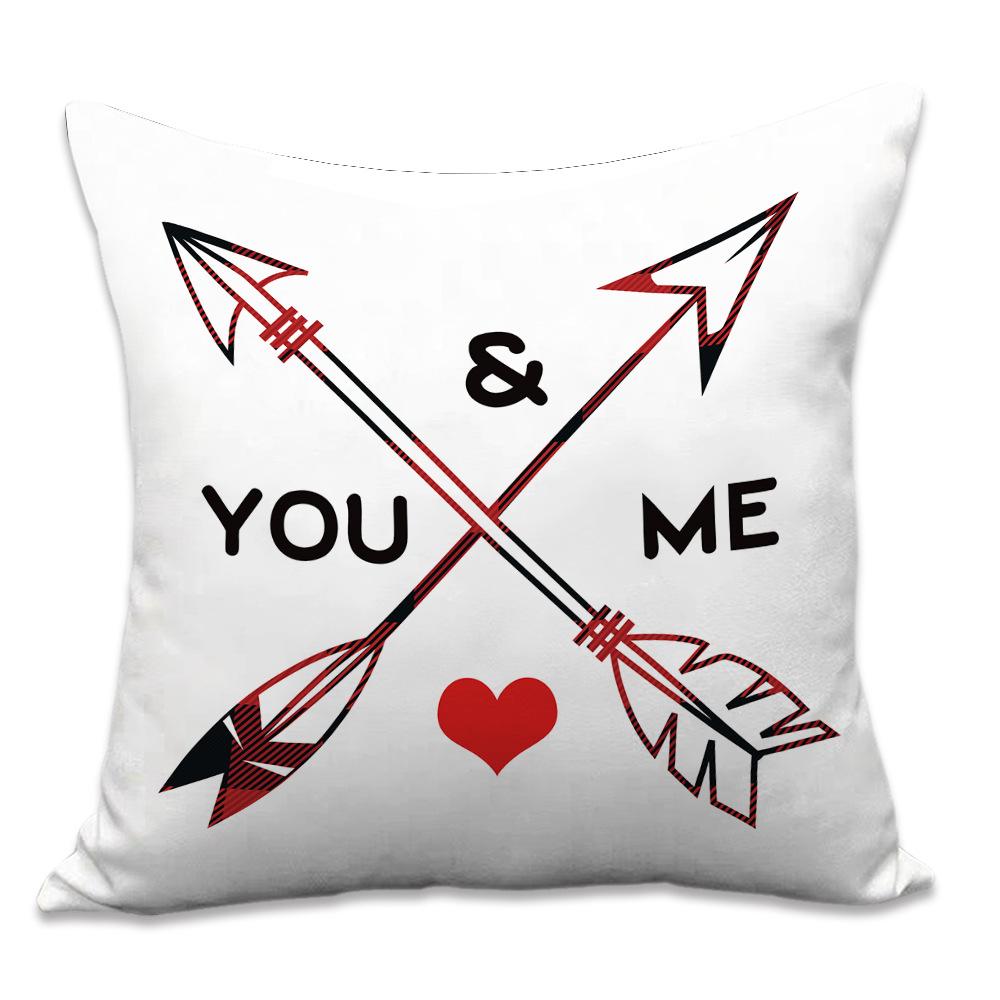 Valentine's Day Letters Black and White Cotton Linen Super Soft Peach Leather Velvet Pillowcase Sofa Home Cushion Cover