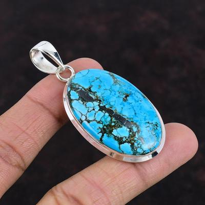 Tibetan Turquoise Pendant Gemstone Pendant Handmade Jewelry 925 Sterling Silver Pendant Latest Design Pendant Tibetan Jewelry Gift For Women