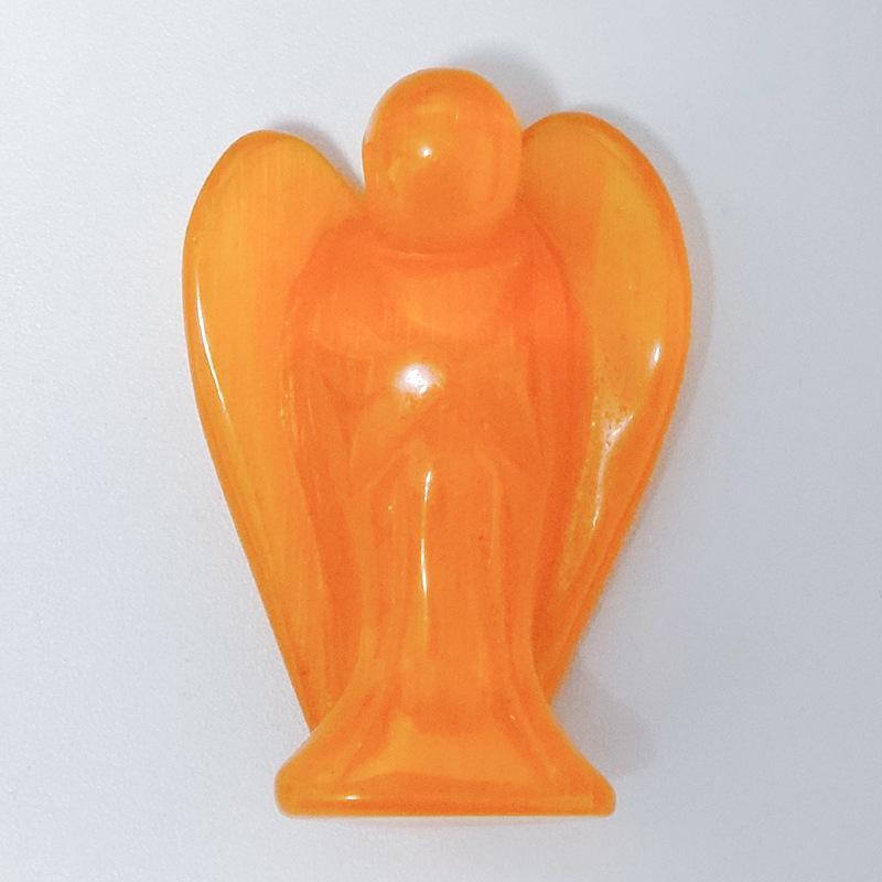 Rose Quartz and Jade Angel Carvings - Semi-Precious Crystal Home Decor