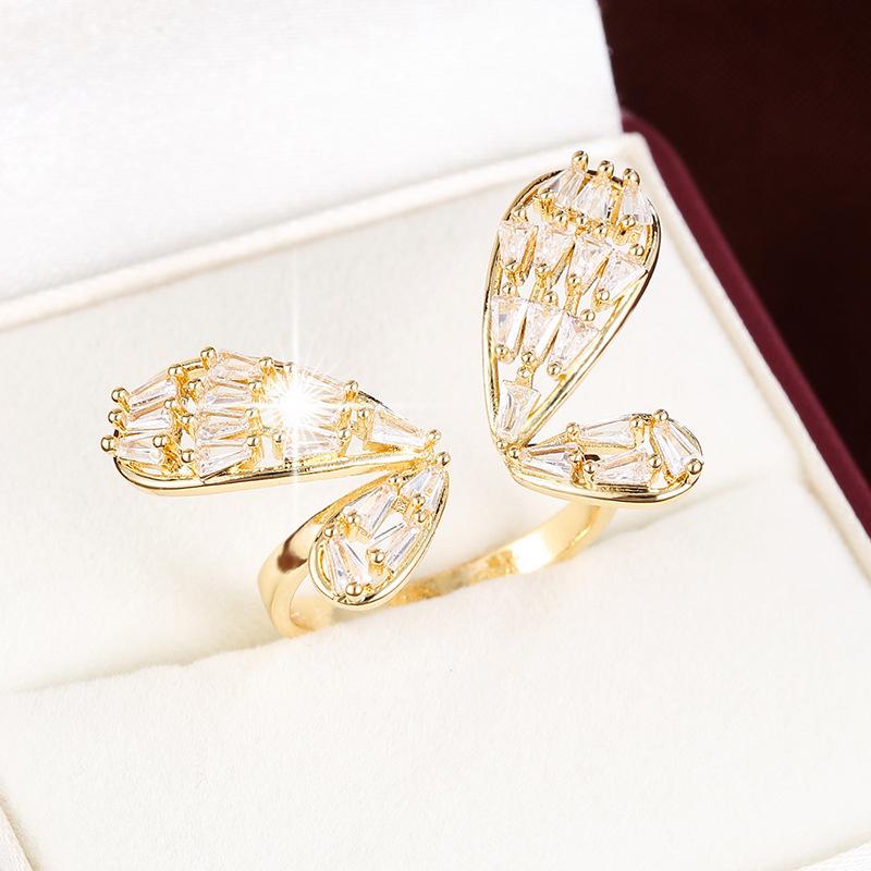 Seven-Color Butterfly Adjustable Women's Ring - Pure Copper, High-End Design