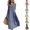 Women’s Loose Fit Long Shirt Dress with Button Down Front and Collared Sleeveless Design for Beach Holiday Wear