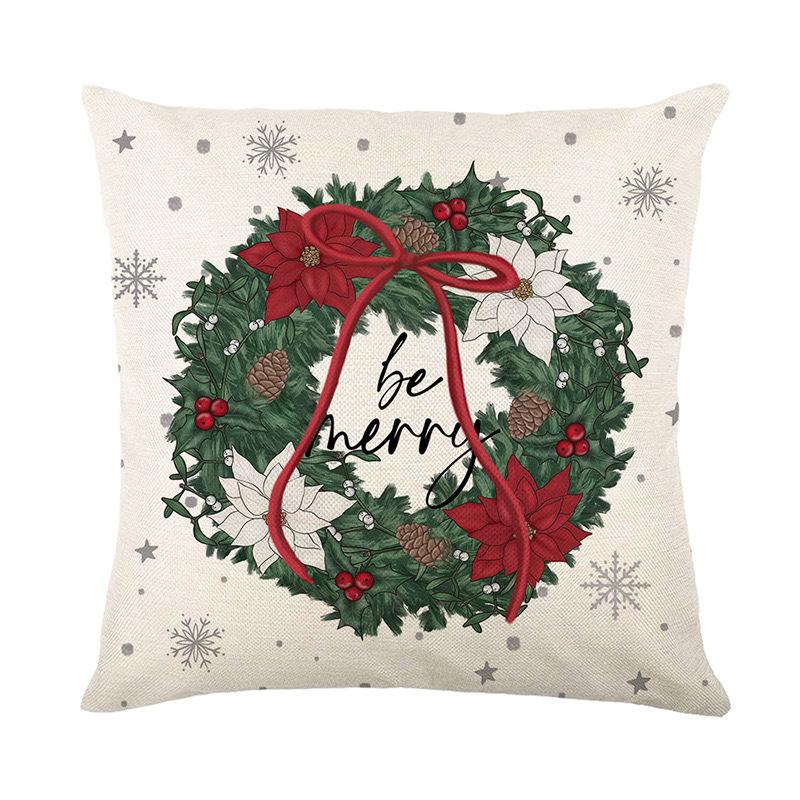 Christmas Pillowcase Decorative Linen Printed Porch Courtyard Sofa Home Decoration Pillowcase