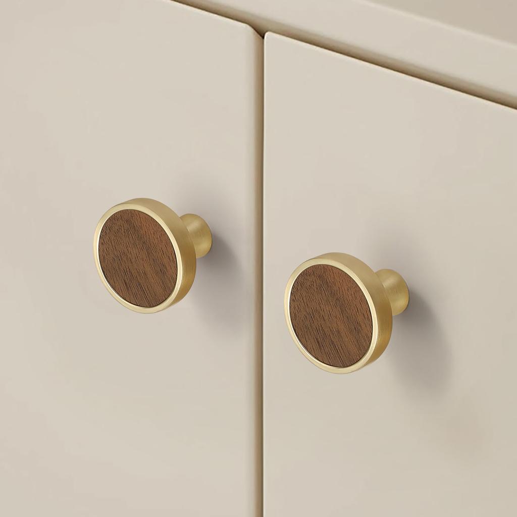 Light Luxury Single-Hole Walnut Cabinet Wardrobe Door Handles Drawer Knobs Shoe Cabinet Wooden Door Pull