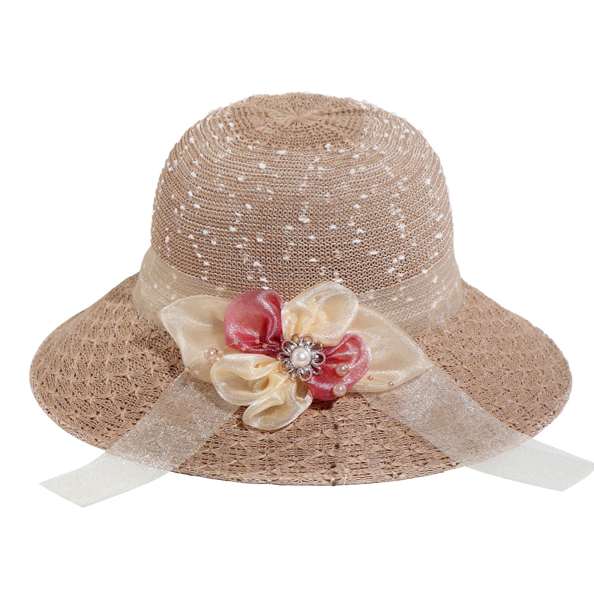 

Соломенная шляпа с бантом и цветами, женская летняя солнцезащитная кепка с широкими полями, аксессуары для пляжа One Size хаки