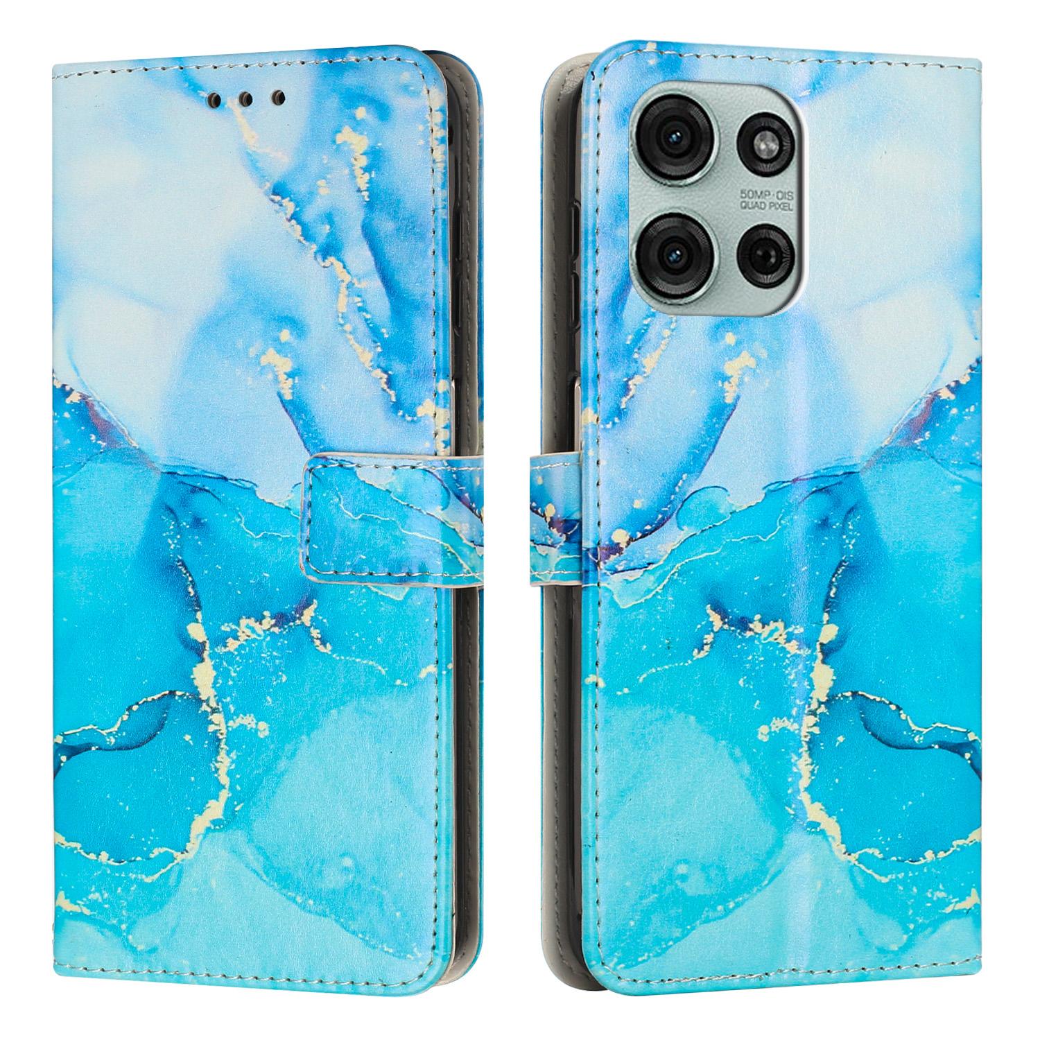 

For Motorola Moto G66j 5G/Motorola Moto G66y 5G/Motorola Moto G56 5G Stand Case Marble Pattern PU Leather Wallet Phone Cover Blue/Green