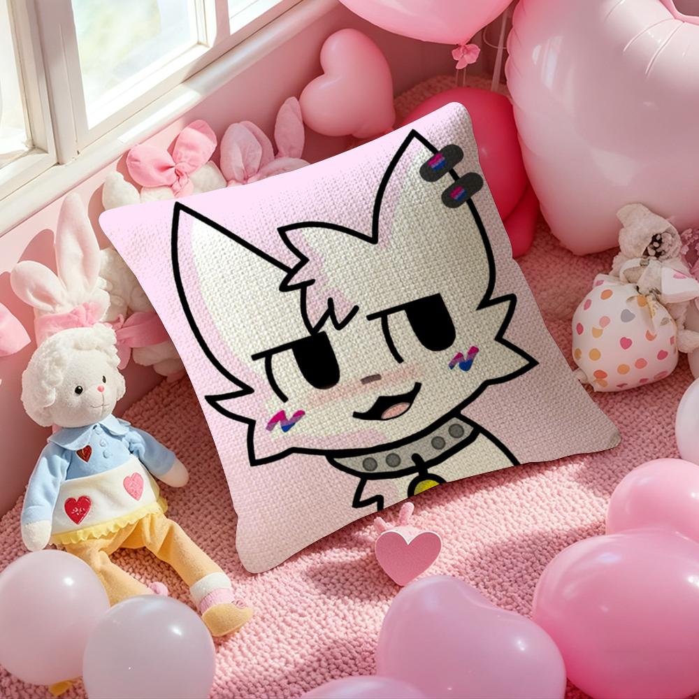 BBoykisser Silly Cat Cute Pillow Case Antidustmite Pillowcase Invisible Zipper Silky Short Plush Sofa Cushion Cover