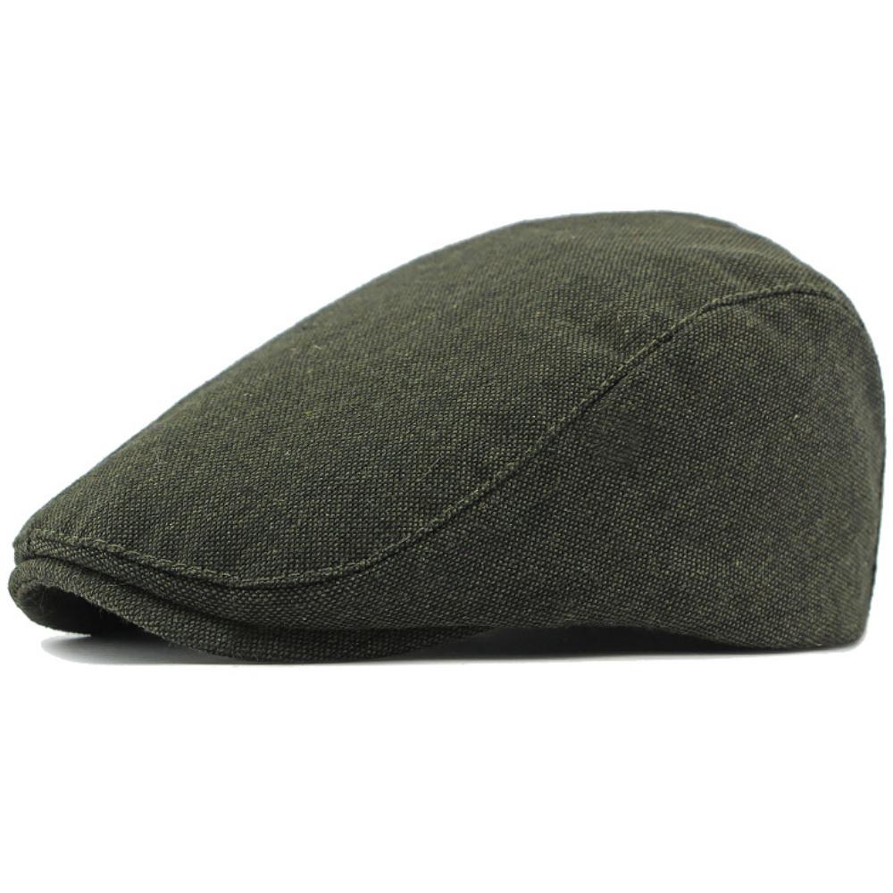 

HT4343 Berets New Spring Summer Breathable Linen Caps for Men Women Male Female Ivy Flat Cap Adjustable Artist Painter Beret Cap 55-59cm Adjustable армія зелений колір