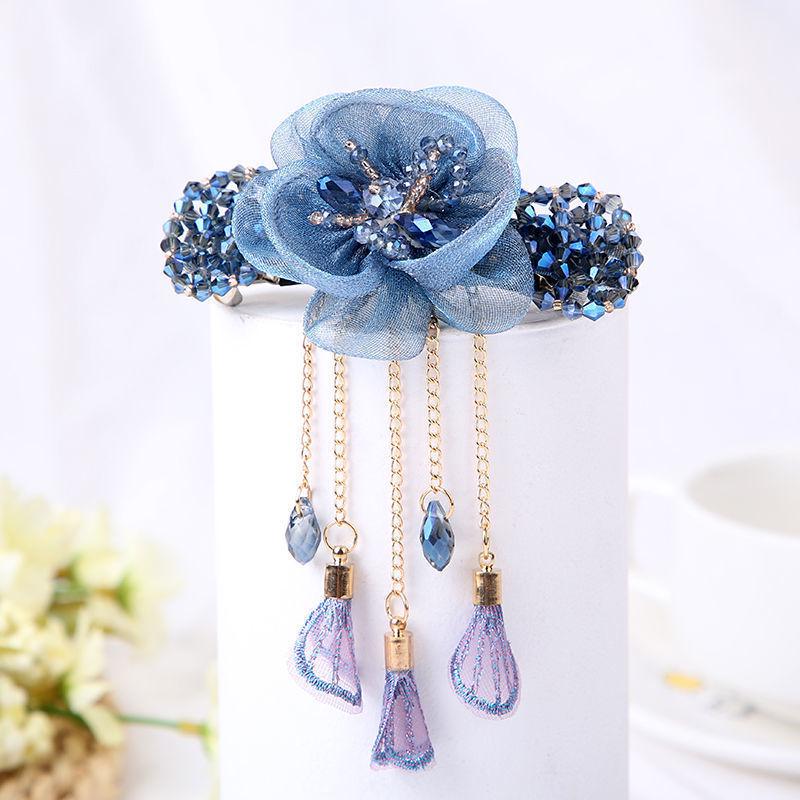 Acrylic Butterfly Tassel Hair Clip - Retro Flower Top & Ponytail Spring Clip