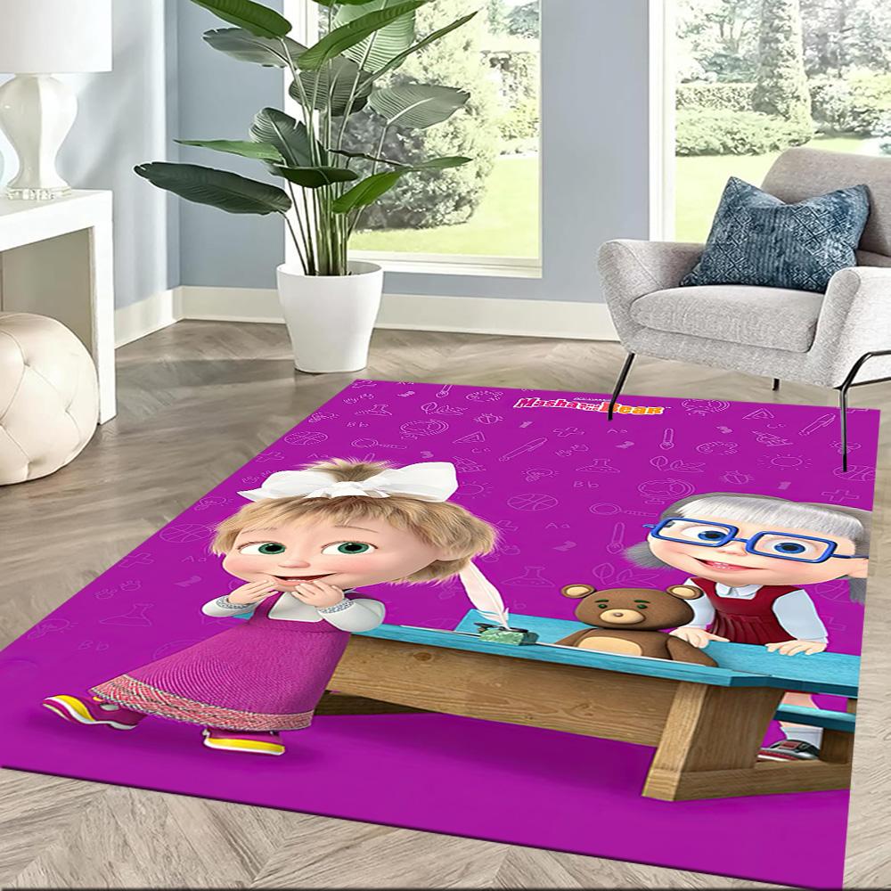 Masha Bear Floor Rug Office Rug Suitable for Balcony Playrooms Dormitory Kitchen Anti-slip Rug Decorate Offices Birthday/Christmas Gift