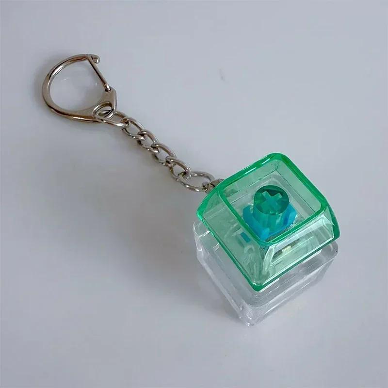 Fingertip Button Keychain Fidget Toy LED Keyboard Key Cap Key Chain Mechanical Switch Keyring Stress Relief Gadget