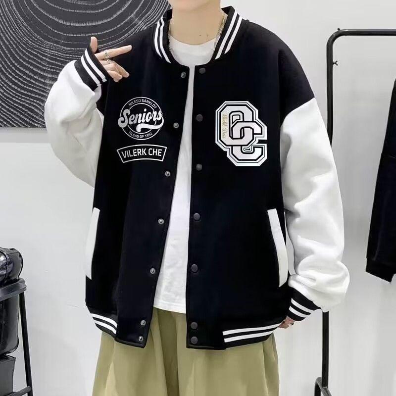 Men's Trendy Baseball Jacket - Spring & Fall, Youth Loose Fit, No Hood