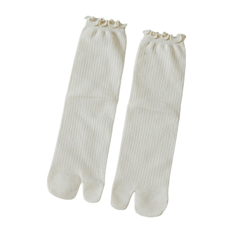 Ruffle Trim Frilly Crew Socks Flip Flop Socks Tabis Split Toe Socks Cotton Booties Socks Casual Ankle High Socks Hosiery