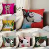 Cartoon Bull Terrier Series Pillow Case Anti-dustmite Pillowcase Invisible Zipper Silky Short Plush Sofa Cushion Cover