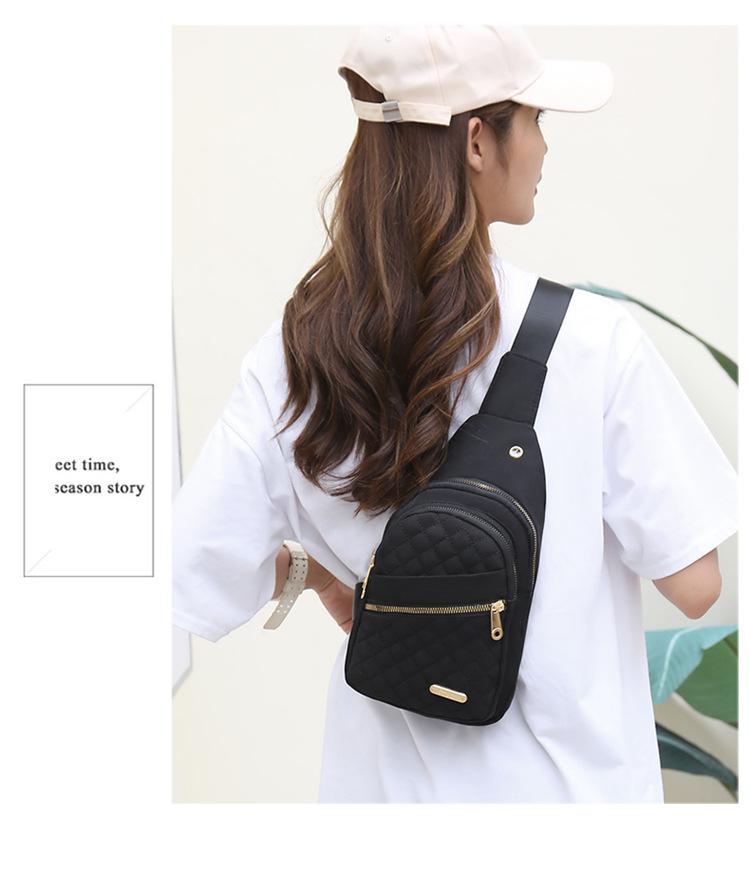 Koreanische Version einfacher Damen-Brusttasche neue mehrschichtige Stickerei Faden große Kapazität Brust-Rucksack Mädchen Outdoor Freizeit