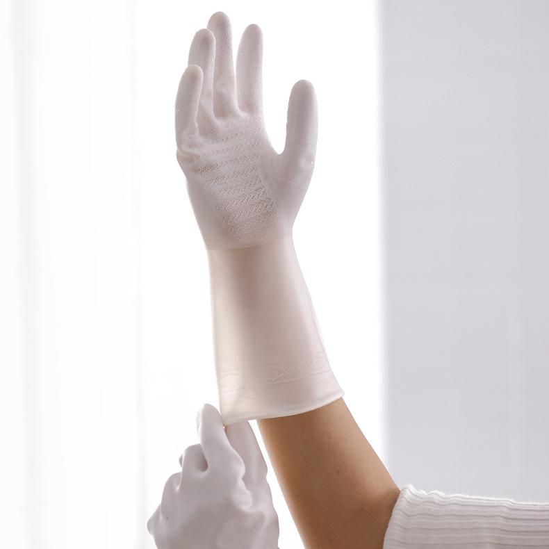 Kitchen Dishwashing Gloves Household Rubber Gloves Women's Waterproof Anti-hook Rubber Durable Gloves Household LM