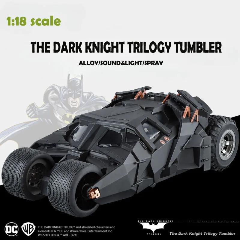 Spray Diecast 1:18 Batmobile Tumbler Alloy Car Model Metal Toy Vehicle Sound Light Toys Kids Birthday Gift Collection Home Decor
