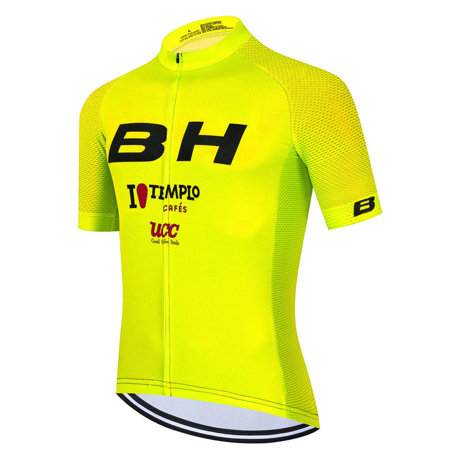 

2024 Men Fluorescent Green BH Cycling Jersey Clothes Bib Shorts Set Gel Pad Mountain Cycling Clothing Suits Outdoor Bike Wear L