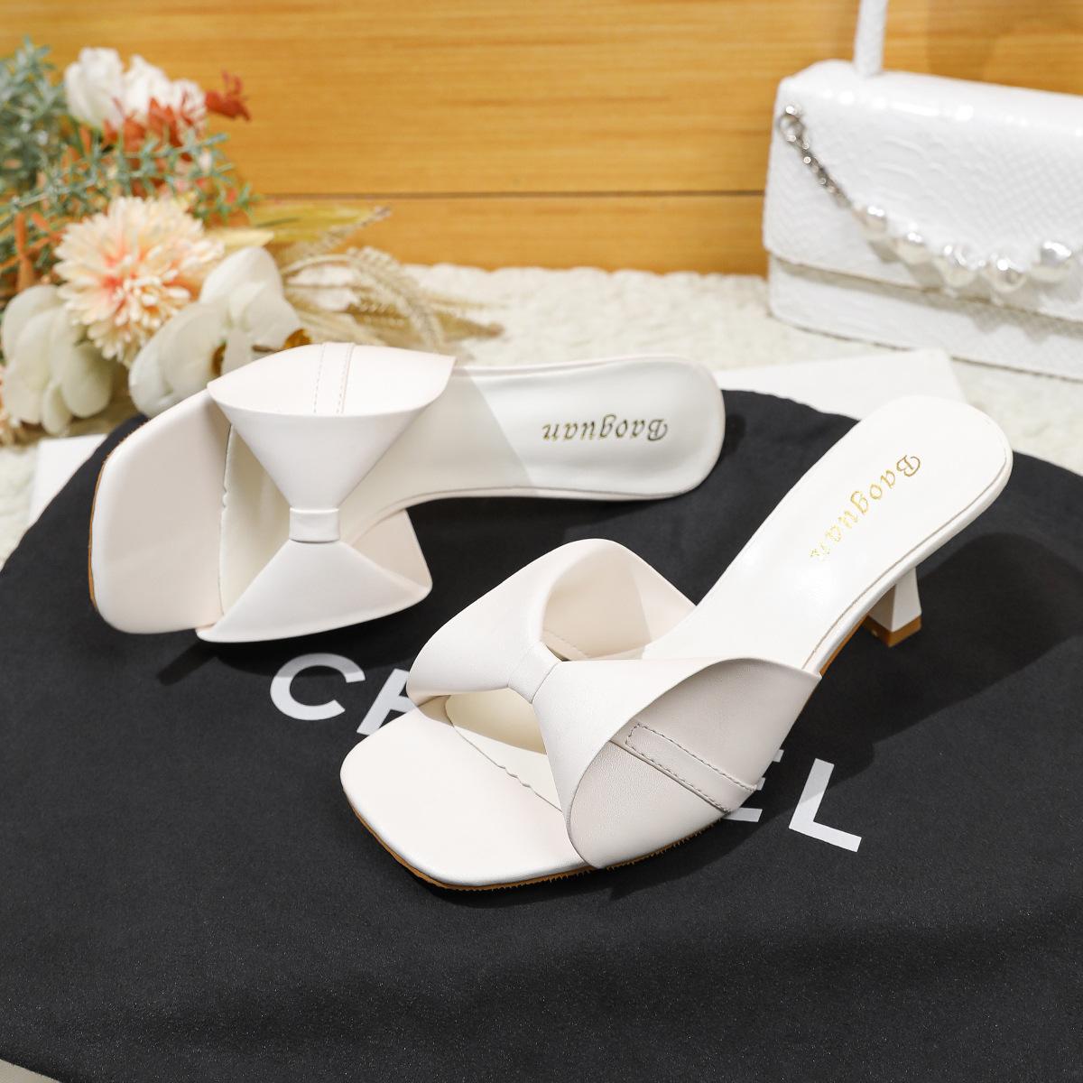 

Summer new sexy bow square head open-toed stiletto sandals femininity high heels women s sandals 40 белый