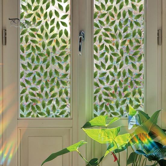 Floral Rainbow Static Sticker Window Privacy Film UV Protection Glass Sticker Non-Adhesive Window Cling for Home Bedroom Living Room Decor