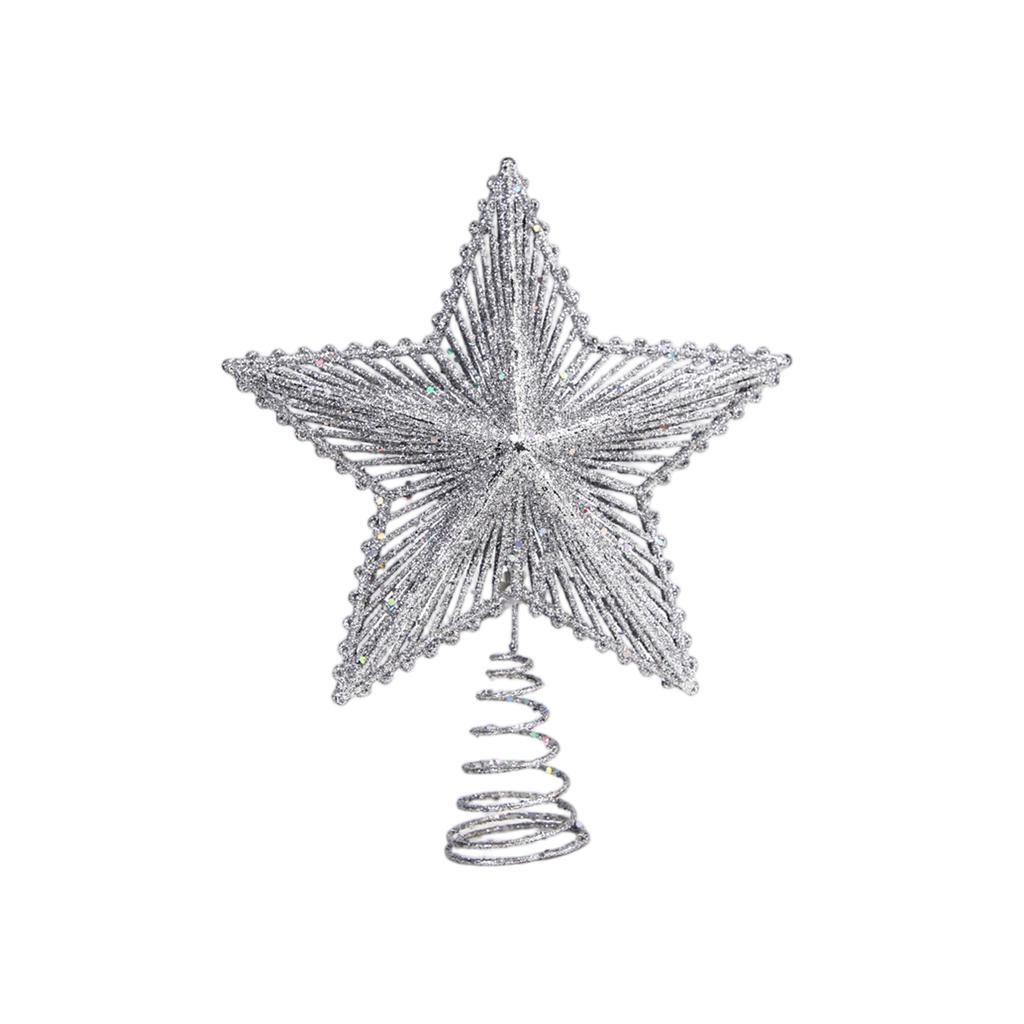 Unlit Gold Glittered 6-Point Star Treetop Christmas Tree Top Star Sprinkled With Gold Powder Three-dimensional Star Spring Ornaments Christmas Party