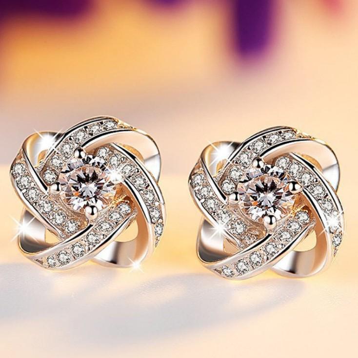 Rhinestone Crystal Flower Stud Earrings Jewelry