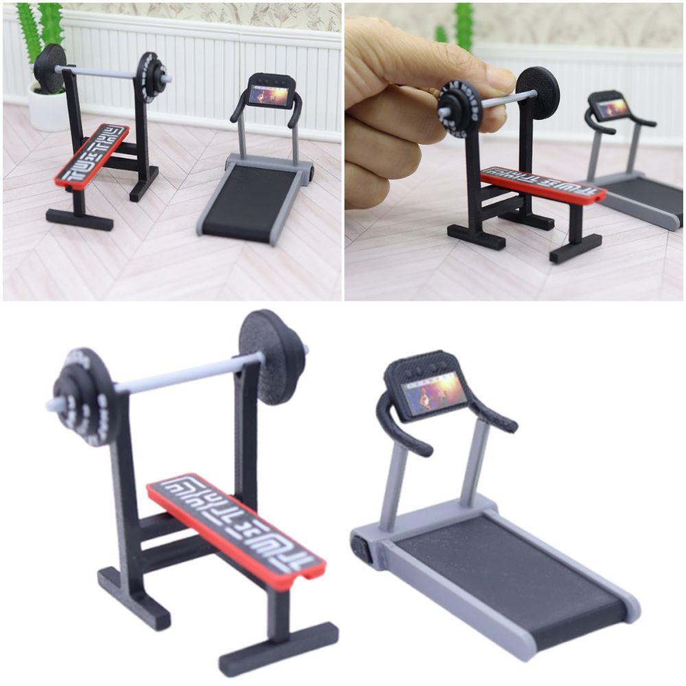 Grey Dollhouse Fitness Equipment 1/12 Scene Model Creative Doll House Treadmill  Toy