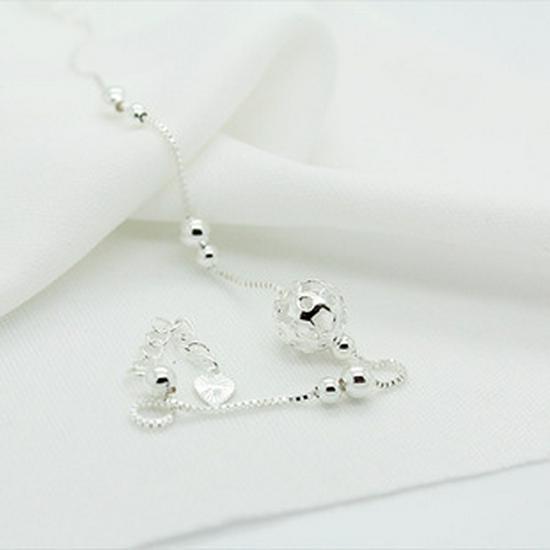 Exquisite S925 Korean Style Bracelet: Simple Hollow Ball Design, White Copper Chain - Ideal for Best Friend s Birthday Gift
