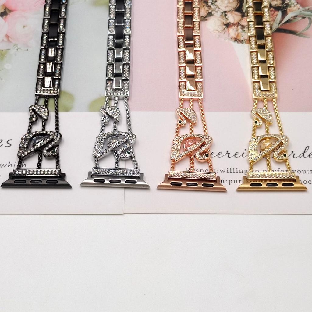 Strap for Apple Watch 10 9 8 7 6 5 se watchband for iwatch ultra S10 42mm 46mm 41mm 45mm Metal Diamond Stainless Steel Bracelet