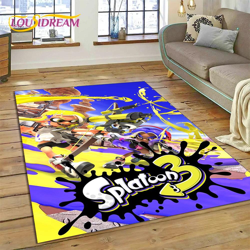 Splatoon3 PC Gamer Cartoon Game Rug Carpet for Living Room Bedroom Home Decor,Floor Mat Non-slip Decoration for Sofa Doormat KID