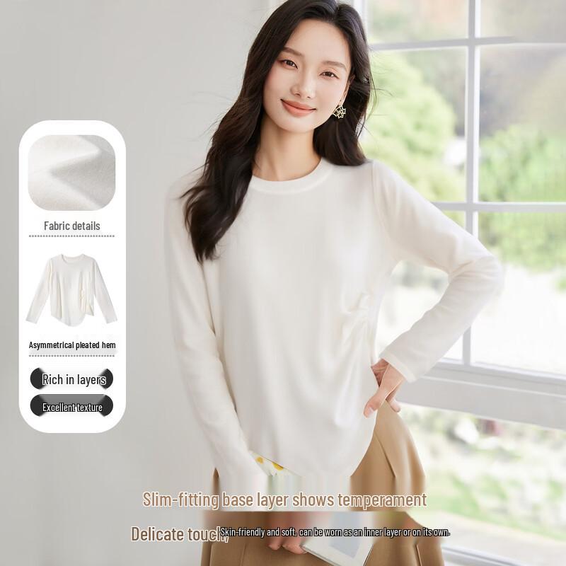 HSTYLE Женский трикотажный топ с длинным рукавом и неровным подолом F(170/88A)
