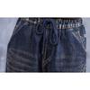 Damen Jeans Hose Elastischer Bund Lässig Übergröße Retro Patchwork Stickerei Harems Hose