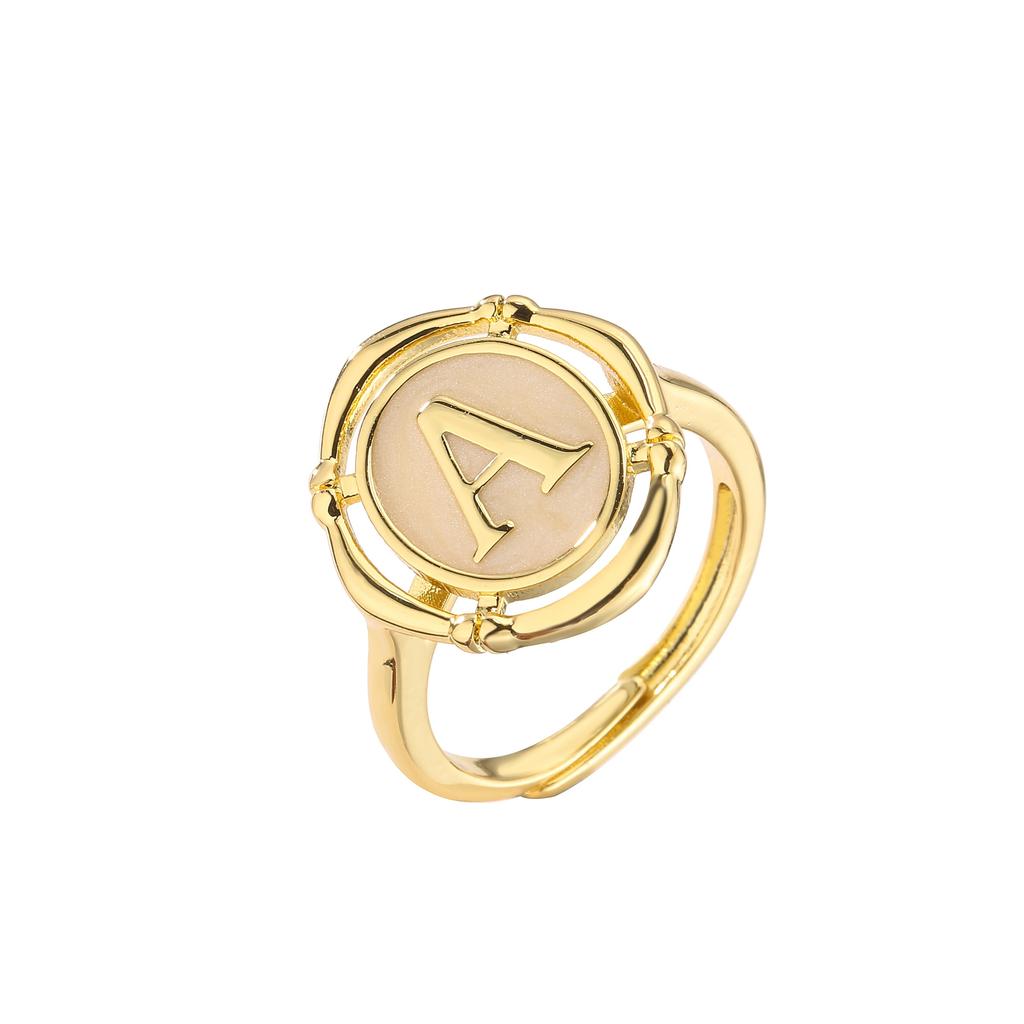 HECHENG, A-Z Letter Enamel Rings For Women, Couple Alphabet Name Initials Ring Adjustable Opening Finger Jewelry Free Shipping