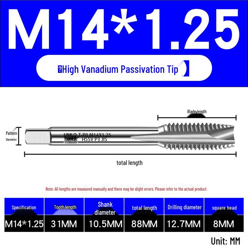 UMLO High Vanadium Spiral Tap Machine for M3-M10 Stainless Steel Tapping