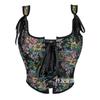 French Jacquard Palace Style Front Opening Strappy Boned Corset Shapewear Bustier