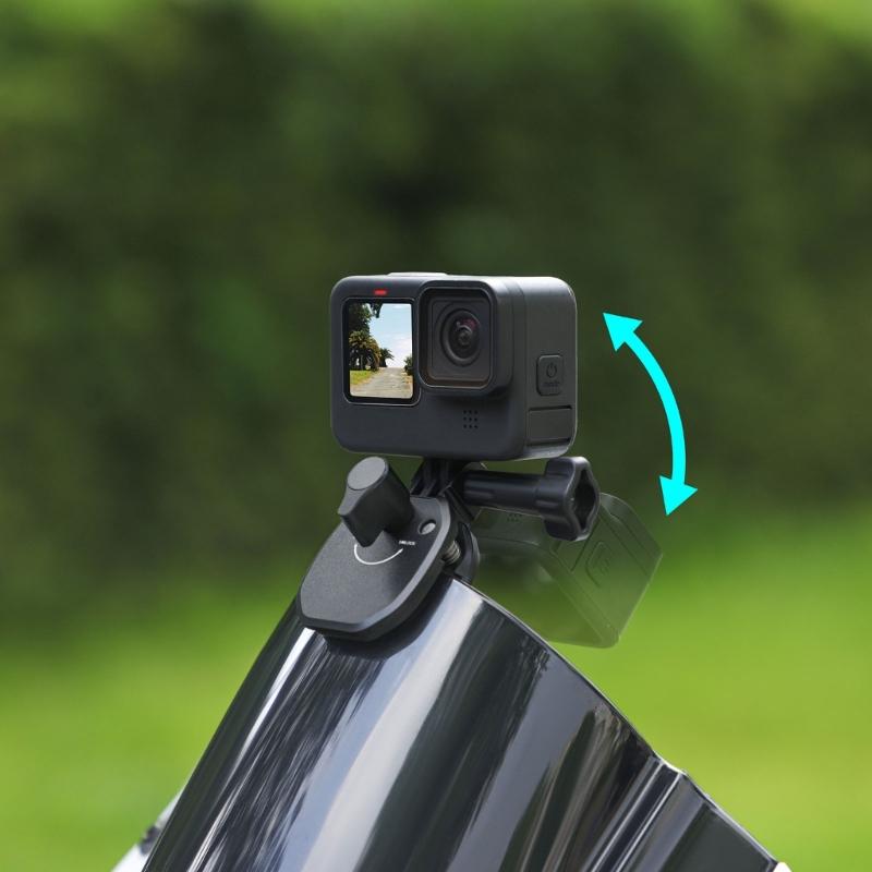 Sports Camera Mount Clamp Stand for Electric Bikes and Motorcycles Windscreen, Aluminum with Protective Silicone Padding