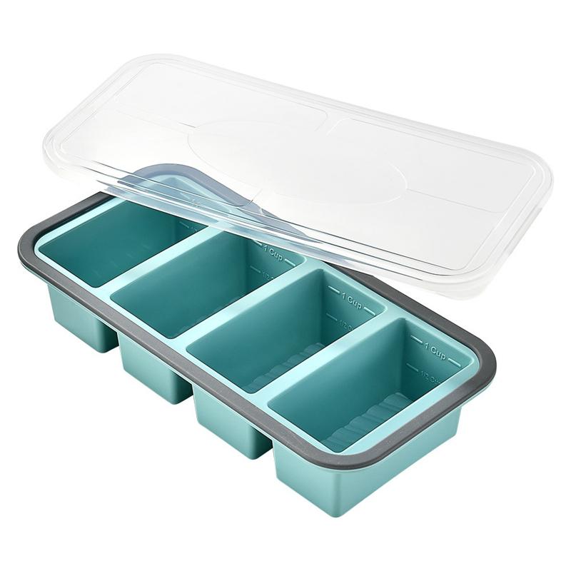 New Freeze Preservation Mold Refrigerator Storage Sealed Lunch Box Silicone Ice Cube Tray Mold with Lid Kitchen Baking Mould