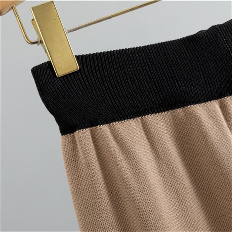 Dámský podzimní módní pletený oblek s výstřihem do V, široké nohavice, pletená vesta, pletený kardigan, třídílný set