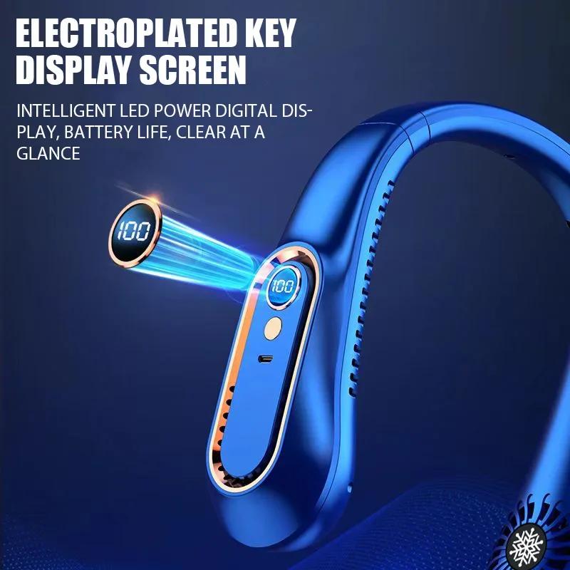 Ventilador de cuello colgante con pantalla Digital, Ventilador de potencia sin aspas, Mini Enfriador de aire portátil, ventiladores eléctricos recargables por USB