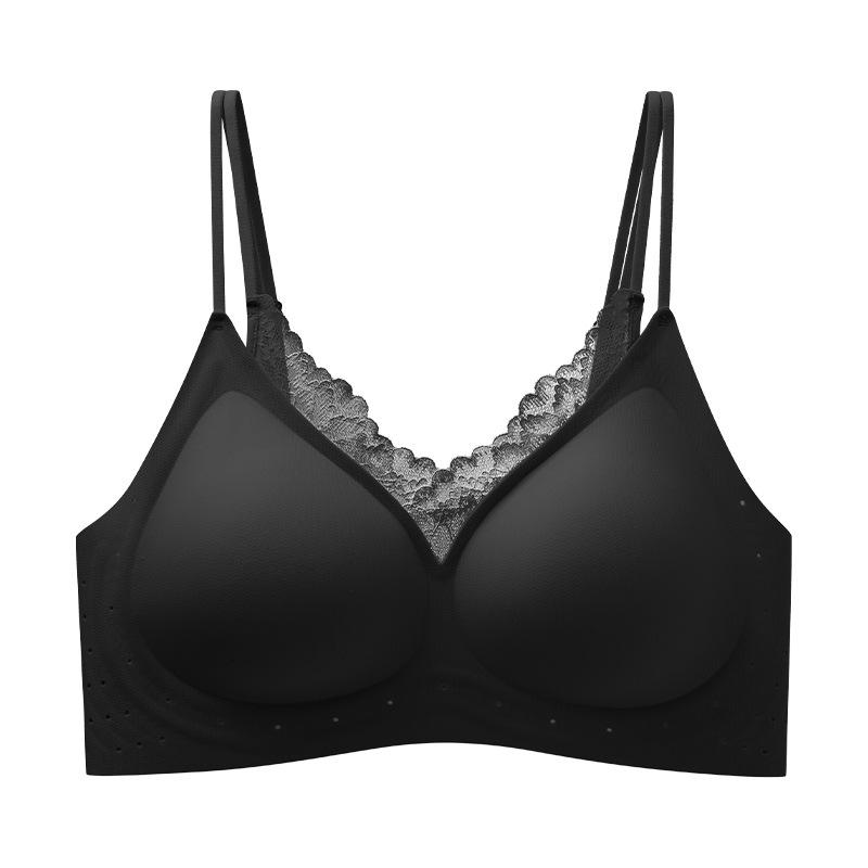 

New French seamless nude soft support soft and comfortable skin fixing cup breathable women s bra 2xl recommended 65kg-70kg чорний