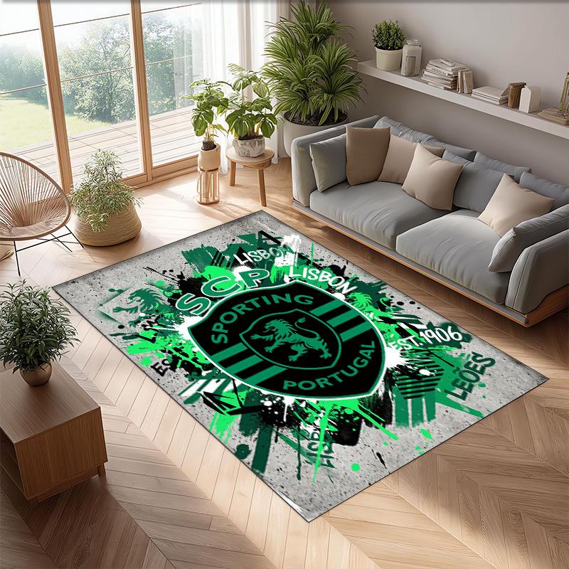 Sporting CP FC Soccer Football Pattern Soft Area Rug Non Slip Indoor Floor Carpet Sports Decor Mat for Bedroom